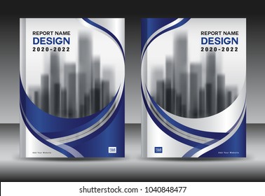 Annual report brochure flyer template, Blue cover design, business advertisement, magazine ads, catalog vector layout in A4 size