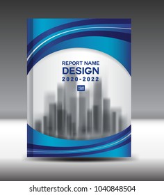 Annual report brochure flyer template, Blue cover design, business advertisement, magazine ads, catalog vector layout in A4 size
