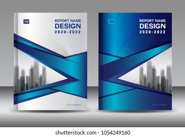 Annual report brochure flyer template, Blue cover design, business advertisement, magazine ads, catalog vector layout in A4 size