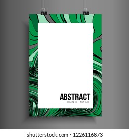 Annual report brochure flyer template, abstract green waves pattern poster cover design, business advertisement, magazine ads, catalog, book, infographics element vector layout in A4 size