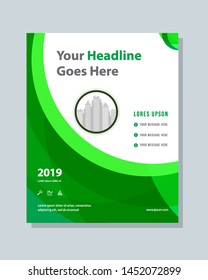 Annual report brochure flyer template vector design. Leaflet, green cover presentation abstract background.