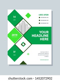 Annual report brochure flyer template vector design. Leaflet, green cover presentation abstract background.