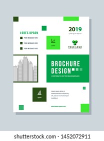 Annual report brochure flyer template vector design. Leaflet, green cover presentation abstract background.