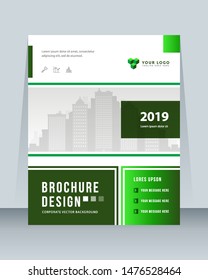 Annual report, brochure, flyer, template vector design. Leaflet, green cover geometric presentation abstract background