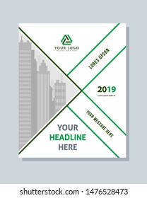 Annual report, brochure, flyer, template vector design. Leaflet, green cover geometric presentation abstract background