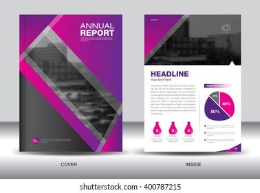 Annual Report Brochure Flyer Template, Purple Cover Design, Business Layout, Advertisement, Book, Leaflet, Catalog