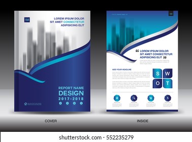 Annual report brochure flyer template, Blue cover design, business flyer template, advertisement, infographic vector