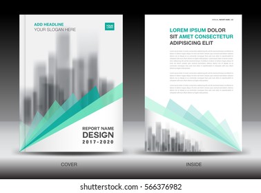 Annual report brochure flyer template, Green cover design, business flyer template, book, booklet, newspaper, polygon background