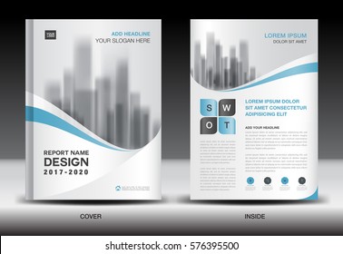 Annual report brochure flyer template, Blue cover design, business flyer template, book, magazine ads, booklet, vector illustration