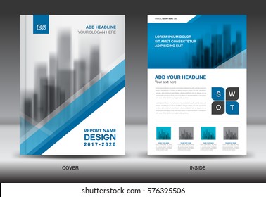 Annual report brochure flyer template, Blue cover design, business flyer template, book, magazine ads, vector illustration