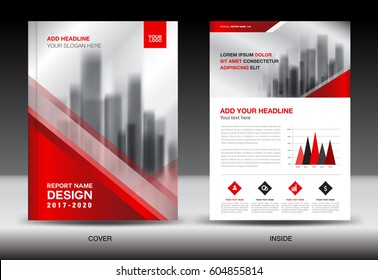 Annual report brochure flyer template, Red cover design, business flyer template, book, magazine ads, vector