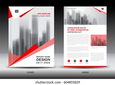 Annual report brochure flyer template, Red cover design, business, book, booklet, advertisement