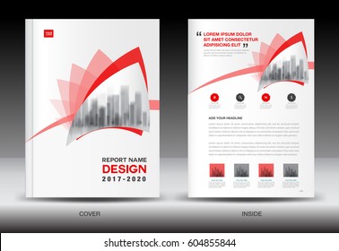 Annual report brochure flyer template, Red cover design, business, book, booklet, newspaper, catalog, advertisement, company profile