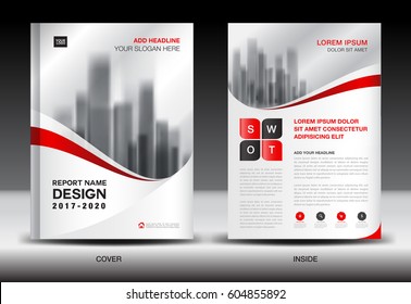 Annual report brochure flyer template, Red cover design, business flyer template, book, magazine ads, booklet, vector illustration