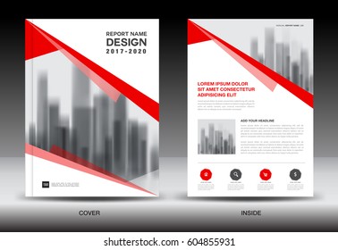 Annual report brochure flyer template, Red cover design, business, book, company profile