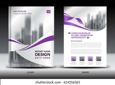 Annual report brochure flyer template, Purple cover design, business, newsletter, book, magazine ads, booklet,catalog, infographics