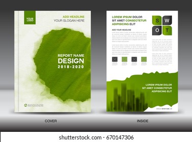 Annual report brochure flyer template, Green cover design, business layout, advertisement, book, leaflet, catalog layout in a4 size