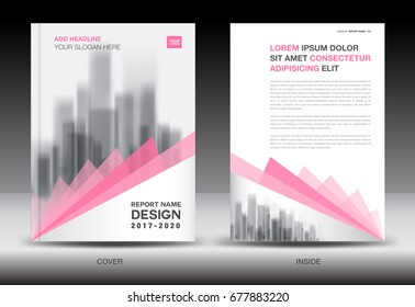 Annual report brochure flyer template, Pink cover design, business advertisement, magazine ads, catalog vector layout in A4 size