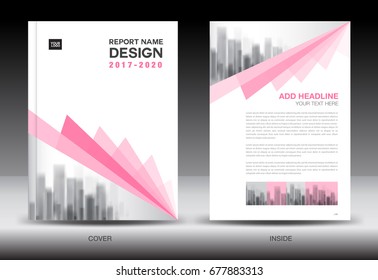 Annual report brochure flyer template, Pink cover design, business advertisement, magazine ads, catalog vector layout in A4 size