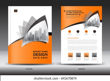 Annual report brochure flyer template, Orange cover design, business advertisement, magazine ads, catalog, book, infographics element vector layout in A4 size