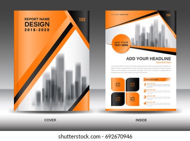 Annual report brochure flyer template, Orange cover design, business advertisement, magazine ads, catalog, book, infographics element vector layout in A4 size