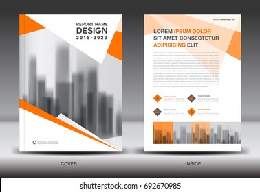 Annual report brochure flyer template, Orange cover design, business advertisement, magazine ads, catalog, book, infographics element vector layout in A4 size