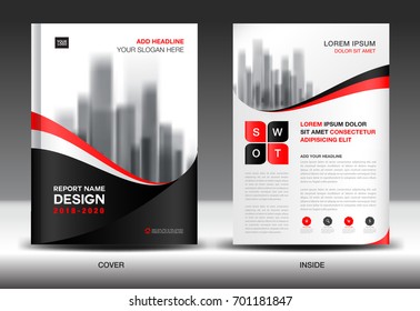 Annual report brochure flyer template, Black cover design, business flyer advertisement, magazine ads, catalog, book, infographics element vector layout in A4 size