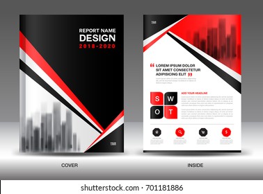 Annual report brochure flyer template, black cover design, business flyer advertisement, magazine ads, catalog, book, infographics element vector layout in A4 size