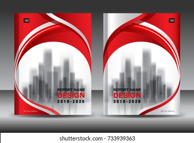 Annual report brochure flyer template, red cover design, business advertisement, magazine ads, catalog vector layout in A4 size
