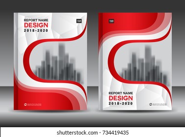 Annual Report Brochure Flyer Template, Red Cover Design, Business Advertisement, Magazine Ads, Catalog Vector Layout In A4 Size