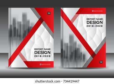 Annual report brochure flyer template, red cover design, business advertisement, magazine ads, catalog vector layout in A4 size