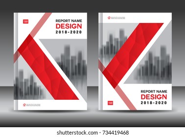 Annual report brochure flyer template, red cover design, business advertisement, magazine ads, catalog vector layout in A4 size