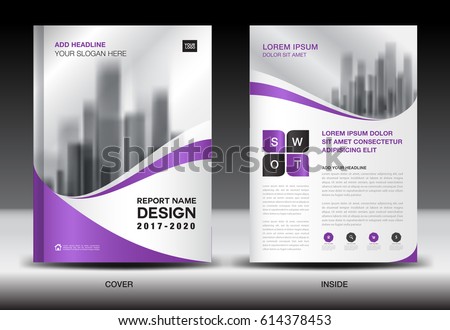 Annual report brochure flyer template, Purple cover design, business flyer template, book, magazine ads, booklet,catalog