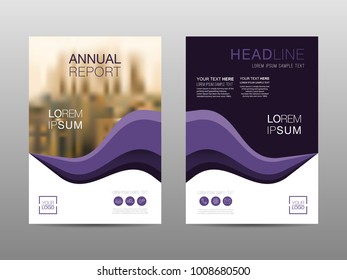 Annual report brochure layout design template, Leaflet advertising, poster, magazine, Business Financial for background, Empty copy space, Violet color, Flat style vector illustration artwork A4 size.