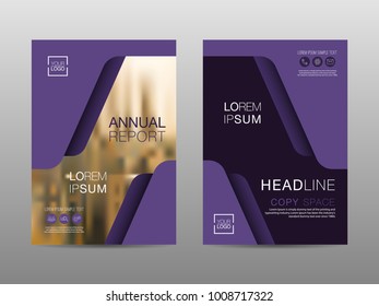 Annual report brochure layout design template, Leaflet advertising, poster, magazine, Business Financial for background, Empty copy space, Violet color, Flat style vector illustration artwork A4 size.