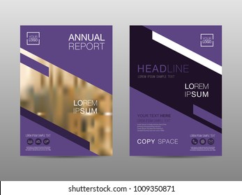 Annual report brochure layout design template, Leaflet advertising, poster, magazine, Business Financial for background, Empty copy space, Violet color, Flat style vector illustration artwork A4 size.