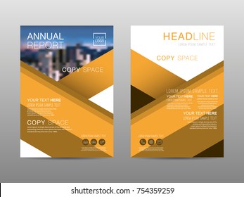 Annual report brochure layout design template, Leaflet advertising, poster, magazine, Business Financial for background, Empty copy space, Gold color, Flat style vector illustration artwork A4 size.