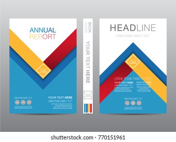 Annual report brochure layout design template, Leaflet advertising, poster, magazine, Business Financial for background, Empty copy space, 4 multi color design, Flat style vector illustration artwork 