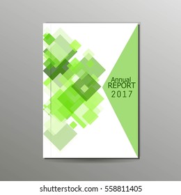 Annual Report Brochure Template. Abstract Greenery Squares On A Flyer