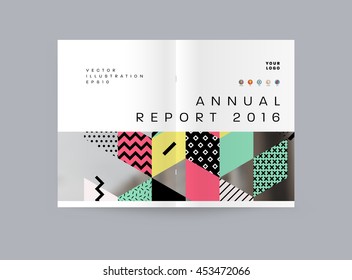 Annual report brochure template, Leaflet cover presentation, Flyer abstract flat background design, A4 layout vector.