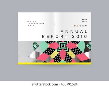 Annual report brochure template, Leaflet cover presentation, Flyer abstract flat background design, A4 layout vector.