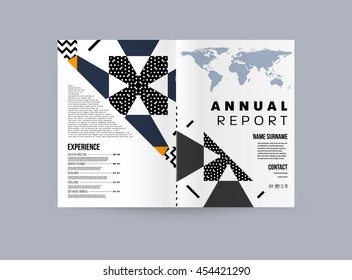 Plantilla de folleto del informe anual, Presentación de la portada del prospecto, Diseño de fondo plano abstracto del volante, vector de diseño A4.