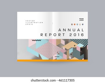 Annual report brochure template, Leaflet cover presentation, Flyer abstract flat background design, A4 layout vector.