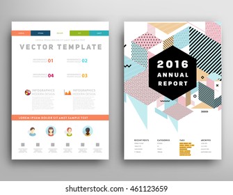 Annual report brochure template, Leaflet cover presentation, Flyer abstract flat background design, A4 layout vector.