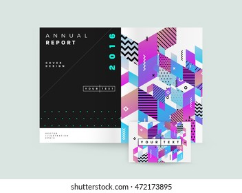 Annual report brochure template, Leaflet cover presentation, Flyer abstract flat background design, A4 layout vector.