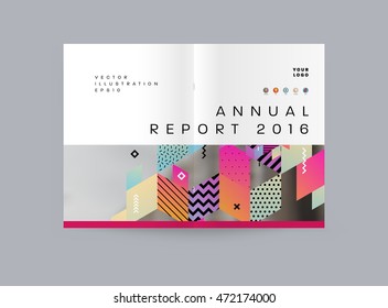 Annual report brochure template, Leaflet cover presentation, Flyer abstract flat background design, A4 layout vector.