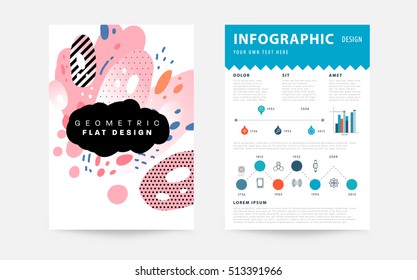 Annual report brochure template, Leaflet cover presentation, Flyer abstract flat background design, A4 layout vector.