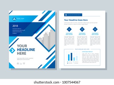 Annual report, broshure, flyer, magazine abstract background blue cover vector size template A4. Corporate Presentation, Poster, Banner, Color Book