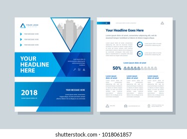 Annual report, broshure, flyer, magazine abstract background blue cover vector size template A4. Corporate Presentation, Poster, Banner, Color Book
