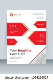 Annual report, broshure, flyer, magazine abstract background, red cover, size template A4. Corporate Presentation, Poster, Website, Portfolio, Banner, Color Book